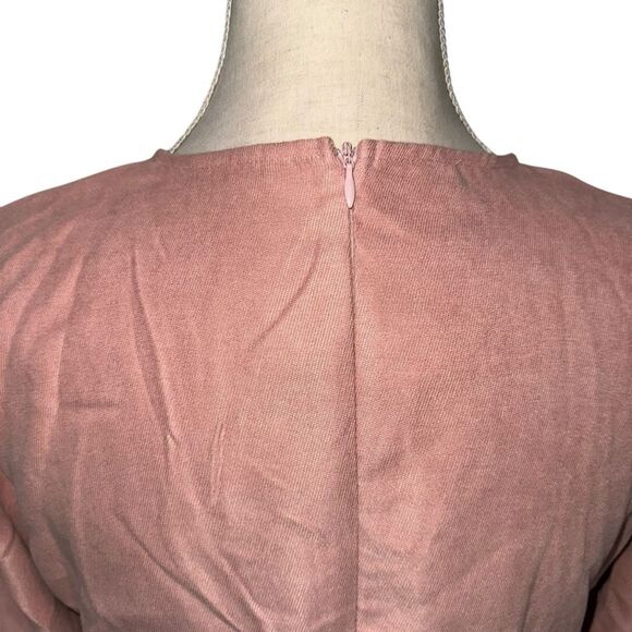 SHEIN Solid Pink Ruffle Wrap Dress Long Balloon Sleeves V-Neck Layers Size XL - Picture 10 of 11